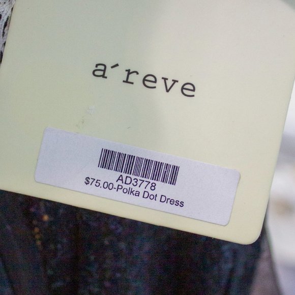 A'reve Black & Gray Polkadot Dress sz m - Picture 4 of 5
